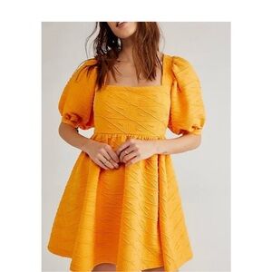 Free People Vibrant Orange Mini Dress
